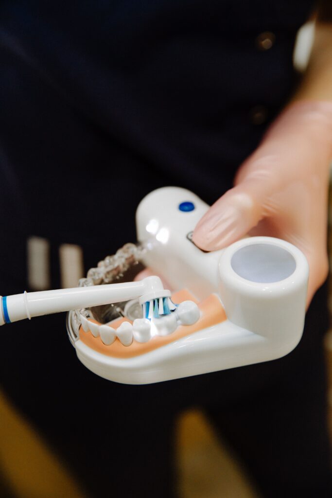 Cleaning of teeth at dentist